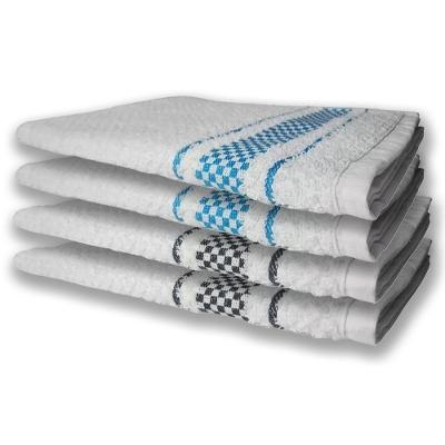 4 Panos De Prato Atoalhado Felpudo Preto+azul