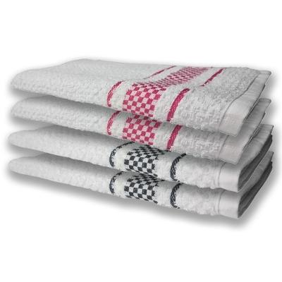 4 Panos De Prato Atoalhado Felpudo Preto+rosa