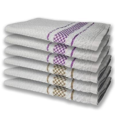 6 Panos De Prato Atoalhado Felpudo Roxo e Marrom