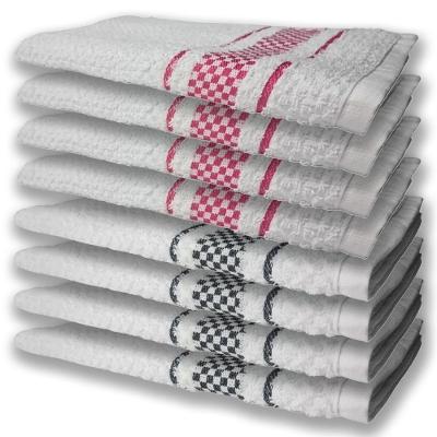 8 Panos De Prato Atoalhado Felpudo 4 Rosa 4 Preto