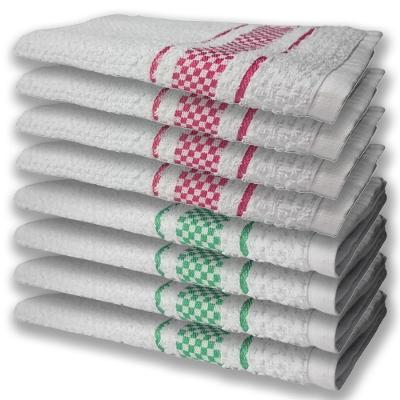 8 Panos De Prato Atoalhado Felpudo 4 Rosa 4 Verde