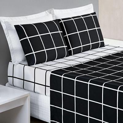 Jogo Cama Lençol Solteiro 200 Fios 3 Peças Preto