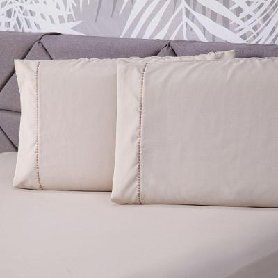 Jogo De Cama Liso Bege King 03 Pçs Micropercal 180 Fios