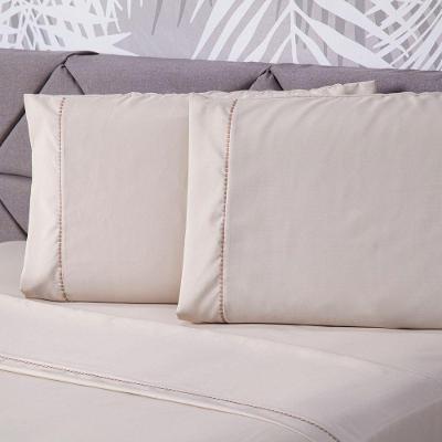 Jogo De Cama Liso Bege King 04 Pçs Micropercal 180 Fios