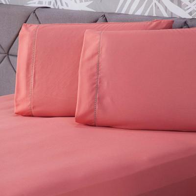 Jogo De Cama Liso Rosê Queen 03Pçs Micropercal 180 Fios