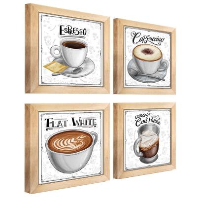 Quadro Decorativo Café Expresso Padaria Cozinha 12X12Cm 2 Título Moldura Mel