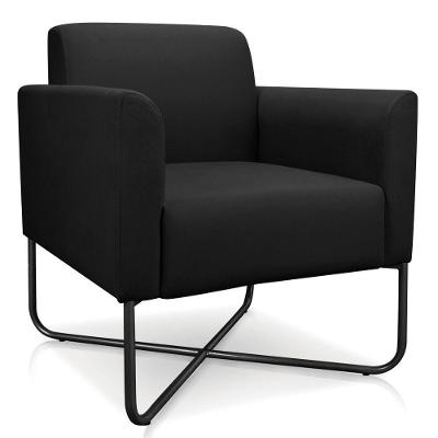 Poltrona Decorativa Base Industrial X Preta Maressa S07 Suede Preto