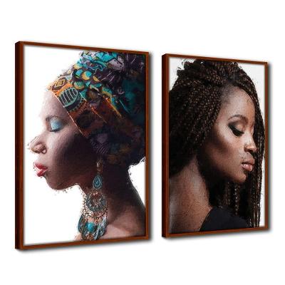 Quadro Decorativo Textura Cxalta Estilo Perfil Belo 2u 40x60 Titulos Moldura Ocre