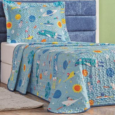 Kit Colcha Solteiro Infantil Fantasyfibra 2 Peças Astronauta