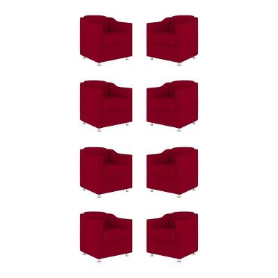Kit 08 Poltronas Tilla Consultório Recepção Sala Suede Cor:vermelho