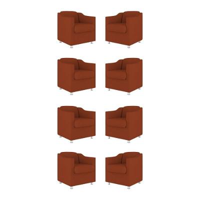 Kit 08 Poltronas Tilla Consultório Recepção Sala Suede Cor:terracota