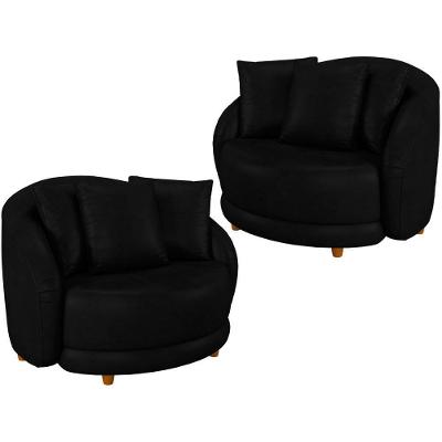 Kit 2 Poltronas Decorativas Pes Madeira Maly Corano Tcs 724 Moll Tcs 724