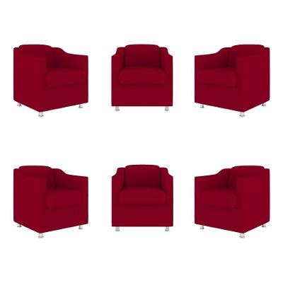 Kit 6 Poltronas Decorativas Tilla Consultório Recepção Sala Cor:vermelho