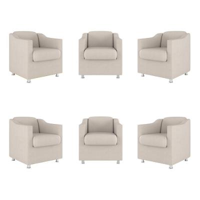 Kit 6 Poltronas Decorativas Reforçada Consultório Sala Suede Cor:bege