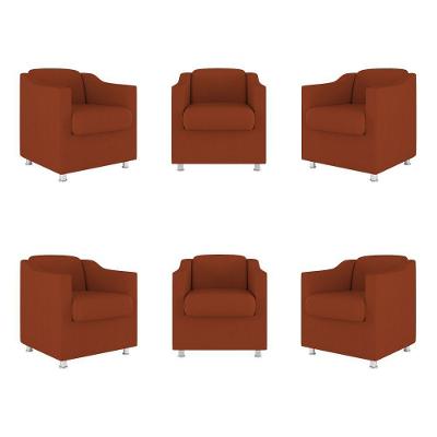 Kit 6 Poltronas Decorativas Tilla Consultório Recepção Sala Cor:terracota