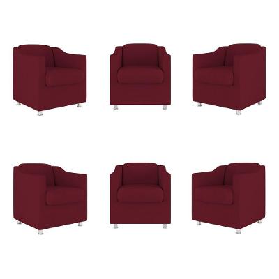 Kit 6 Poltronas Decorativas Tilla Consultório Recepção Sala Cor:marsala