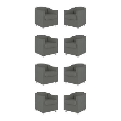 Kit 8 Poltronas Tilla Decorativas Consultório Sala Tecido Cor:cinza