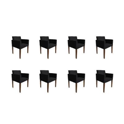 Kit 8 Poltronas Nina Escritório Sala De Recepção Tecido Suede - Preto - Cor: Preto