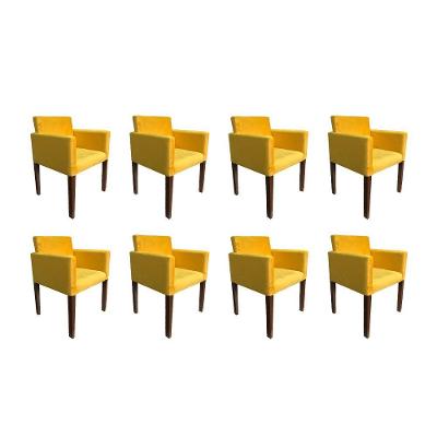 Kit 8 Poltronas Nina Escritório Sala De Recepção Tecido Suede - Amarela - Cor: Amarelo
