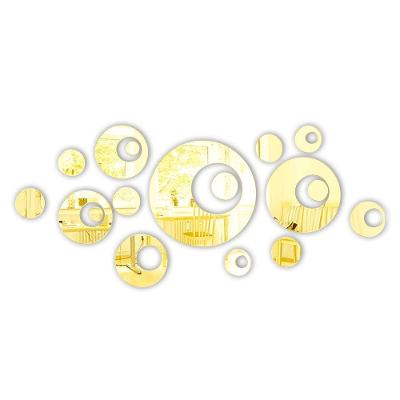 Arte Círculos Espelhado 80cmx35cm - Cria Arte Laser Dourado