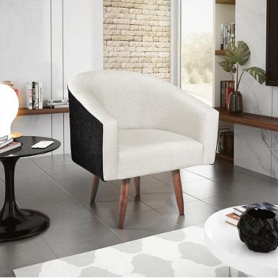 Poltrona Luiza Pés Palito Factor Preto E Linho - Adj Decor Cor Bege