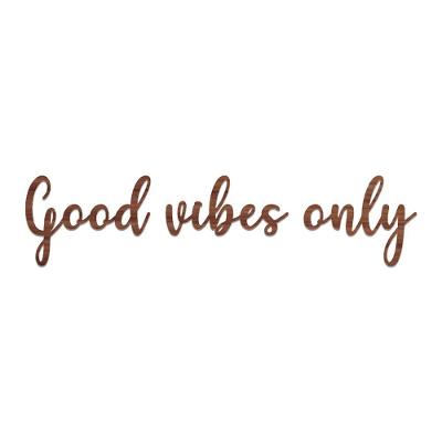 Arte Good Vibes 60cmx14cm - Cria Arte Laser Madeira Escuro