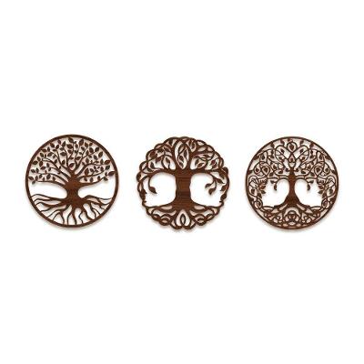 Decoração Círculos árvore Da Vida 95cmx29cm - Cria Arte Laser Marrom