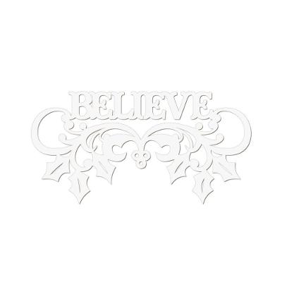 Believe Com Ramos 40cmx20cm - Cria Arte Laser Branco