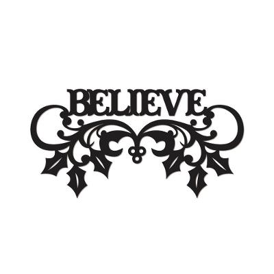 Believe Com Ramos 40cmx20cm - Cria Arte Laser Preto