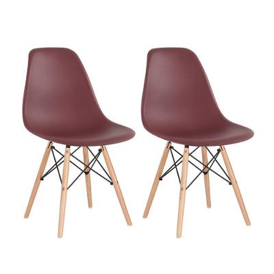 Kit 2 Cadeiras Charles Eames Eiffel Dsw Com Pés De Madeira Clara Marrom