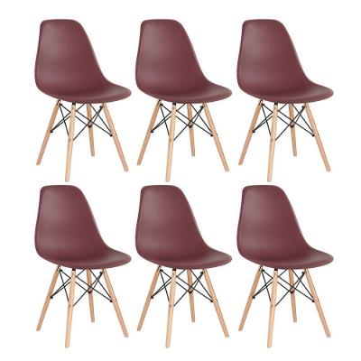 Kit 6 Cadeiras Charles Eames Eiffel Dsw Com Pés De Madeira Clara Marrom