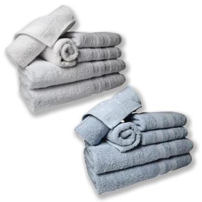 Jogo De Toalhas 4 Banhos 4 Rostos 4 Pisos Grande Grossa Branco+azul