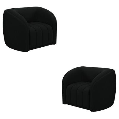 Kit 2 Poltronas Decorativas Sala De Estar Adam Veludo Preto G45 - Gran Belo