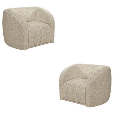 Kit 2 Poltronas Decorativas Sala De Estar Adam Boucle Bege G45 - Gran Belo