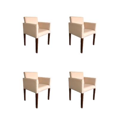 Kit 4 Poltronas Nina Estilo Retrô Ideal Para Sala De Estar - Creme - Cor: Bege