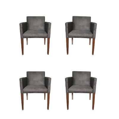 Kit 4 Poltronas Nina Estilo Retrô Ideal Para Sala De Estar - Cinza - Cor: Cinza