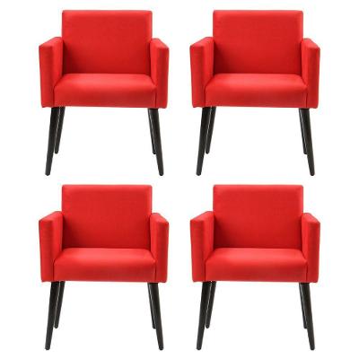 Kit 4 Poltronas Luca Tecido Sintéticotecido Sintético Para Recepção - Vermelha - Cor: Vermelho