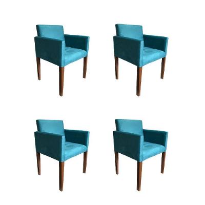 Kit 4 Poltronas Nina Estilo Retrô Ideal Para Sala De Estar - Azul Turqueza - Cor: Azul