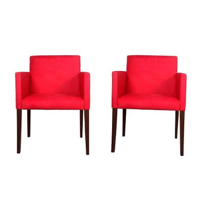 Kit 4 Poltronas Nina Estilo Retrô Ideal Para Sala De Estar - Vermelha - Cor: Vermelho