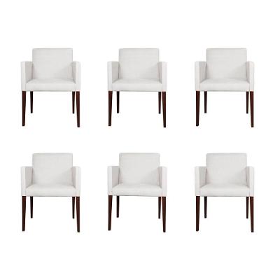 Kit 6 Poltronas Nina Executiva Escritório Sala De Recepção Tecido Sintético - Branco - Cor: Branco