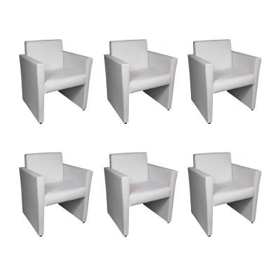 Kit 6 Poltronas Nina Slim 1 Lugar Pé Fechado - Branco - Cor: Branco
