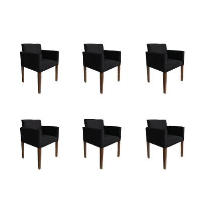 Kit 6 Poltronas Nina Estilo Retrô Tecido Suede Ideal Para Sala De Estar - Preto - Cor: Preto