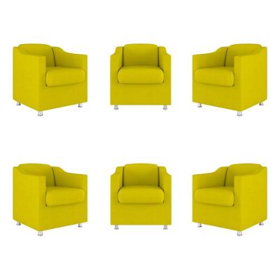 Kit 6 Poltronas Decorativas Reforçada Consultório Sala Suede Cor:amarelo