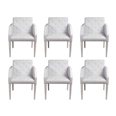 Kit 6 Poltronas Nina Costura Capitonê Em Tecido Sintético - Branco - Cor: Branco