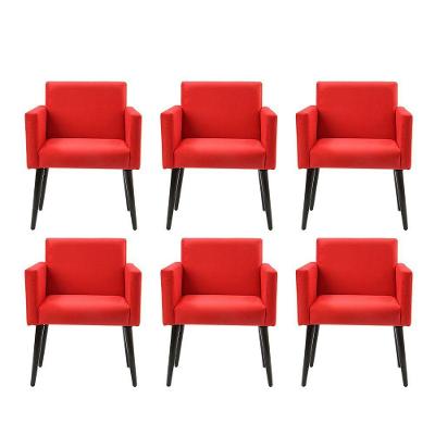 Kit 6 Poltronas Luca Estilo Retrô Decorativa - Vermelho - Cor: Vermelho