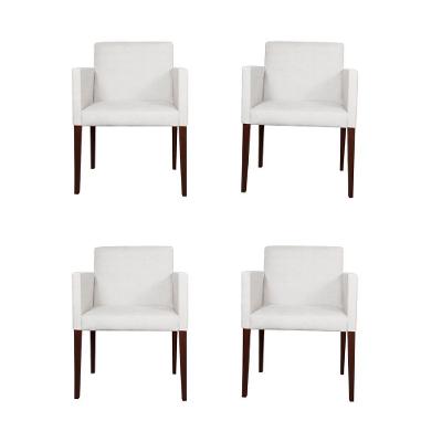 Kit 4 Poltronas Nina Executiva Em Tecido Sintético - Branco - Cor: Branco