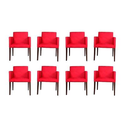 Kit 8 Poltronas Nina Escritório Sala De Recepção Tecido Suede - Vermelho - Cor: Vermelho