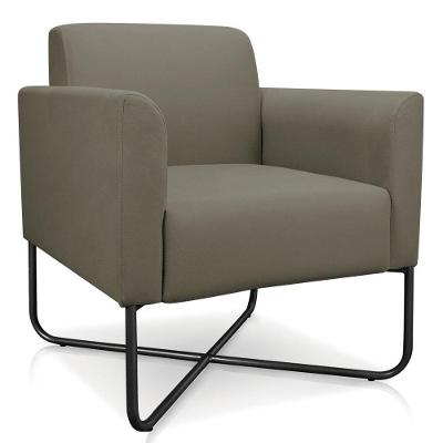 Poltrona Decorativa Base Industrial X Preta Maressa S12 Suede Marrom Rato