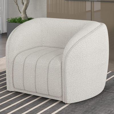 Poltrona Decorativa Sala De Estar Adam Boucle Branco G45 - Gran Belo