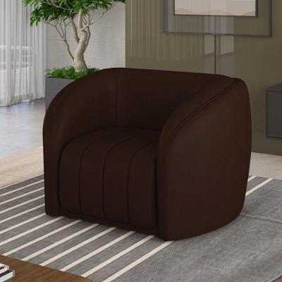 Poltrona Decorativa Sala De Estar Adam Pu Marrom G45 - Gran Belo